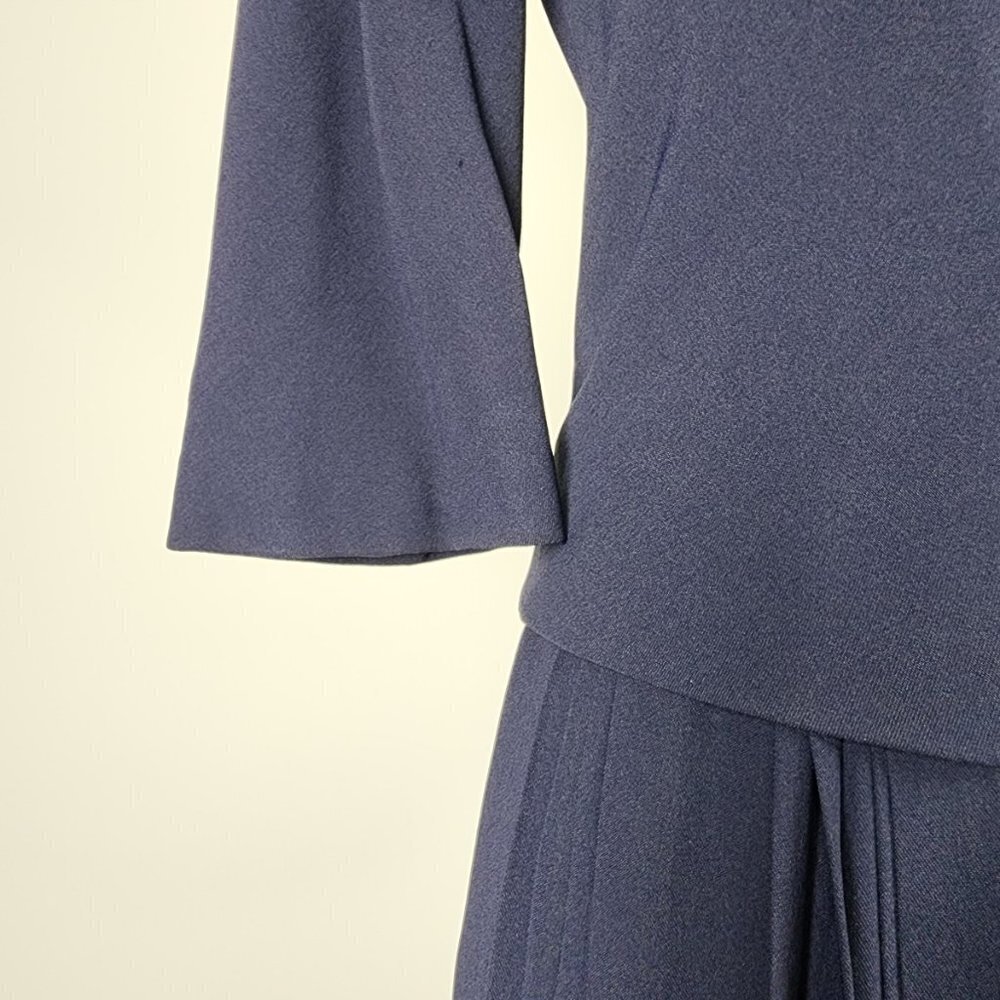 Teal Traina New York 1960s Navy Blue Top & Dress Set Size XS - Picture 4 of 15